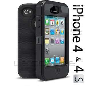 BLACK FULL PROTECTION SHOCK PROOF CASE COVER FOR APPLE IPHONE 4 & 4S 
