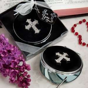 Classy Compacts Collection Cross Design Metal Compact Favors F5939 