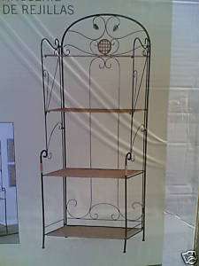 NIB Elegant Foldable Wicker Wrapped Shelve BAKERS RACK  