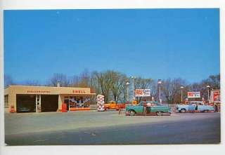 Vintage Shell Truck Gas Station Cars Postcard  