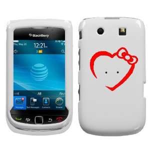  BLACKBERRY TORCH 9800 RED HEART BOW ON A WHITE HARD CASE 
