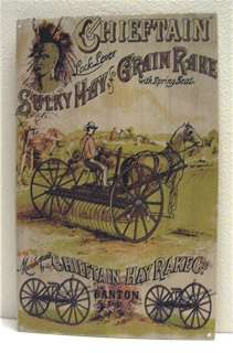 Chieftain Sulky Hay Rake Canton Oh Old Style Metal Sign  