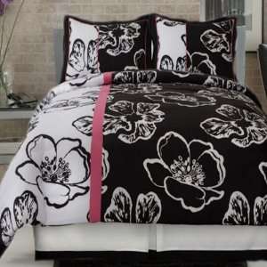  Twiggy Modern Floral Black And White Twin Comforter Set 