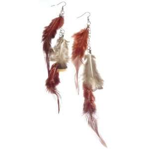 Long Brown Feather Earrings   Natural Style   Luxury and Exotic Style 