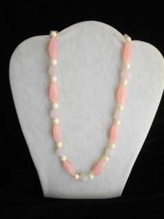   AVON NECKLACE 1990 SHADES OF SPRING PINK PURPLE FAUX IVORY BEADS NM