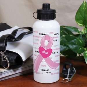   Hope and Love Breast Cancer Awareness Water Bottle