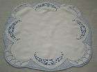 Vintage Linen Tablecloth Blue French Knot 30 x 30 Cro