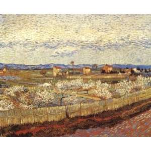 LA CRAU WITH PEACH TREES IN BLOOM BY VINCENT VAN GOGH SMALL CANVAS 