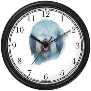 Old English Sheepdog JP Dog Wall Clock by WatchBuddy Timepieces (Black 