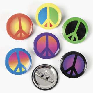   48 Peace Sign Mini Buttons Pins Hippie 70s Party 887600805668  