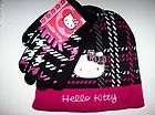 Hello Kitty Girls Hat Glove 2 pc Set Black Button Sz 