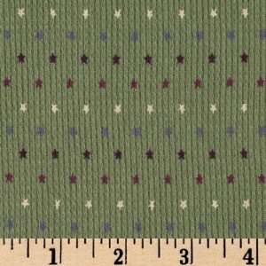  60 Wide Cotton Thermal Knit Stars Sage Fabric By The 