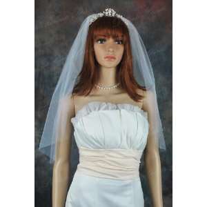   Tier Ivory Shoulder Length Simple Cut Edge Wedding Bridal Veil Beauty