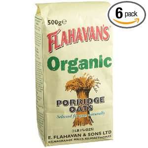 FLAHAVANS Organic Porridge Oats, 17.75 Ounce Bags (Pack of 6)
