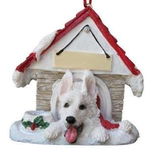  German Shepherd White Dog House Ornament