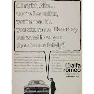  1966 Alfa Romeo Giulia Sprint GTA Vintage Car Print Ad 