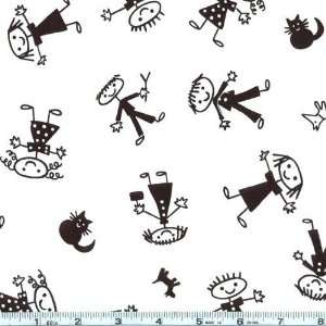   Wide Stick Figure Children Fabric By The Yard Arts, Crafts & Sewing