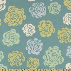  44 Wide Color Defined Tossed Roses Aqua Fabric By The 