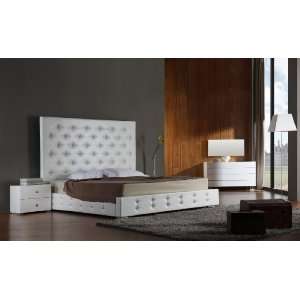  Elbrus   White Modern Leather Platform Bed