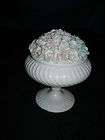 vintage shabby vanity bowl compote with flower lid po expedited 