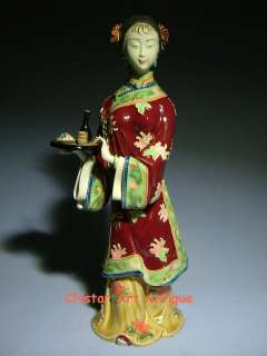 Stunning Chinese Porcelain Women Wine Sculpture 12H  