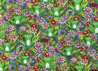 PIXIE PATCH FROGS & FLOWERS~ Cotton Quilt Fabric  