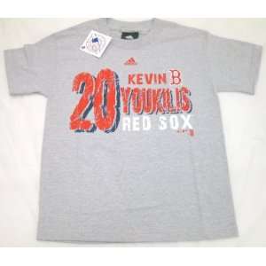  MLB Adidas Red Sox Kevin Youkilis Youth T Shirt XL Grey 