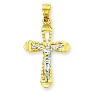  10k & Rhodium Crucifix Pendant Jewelry