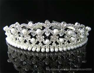 Wedding/Bridal crystal veil tiara crown headband CR123  