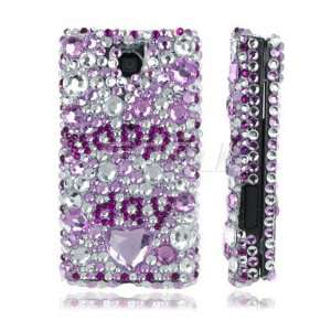  Ecell   PURPLE HAPPY DAY 3D CRYSTAL BLING CASE FOR NOKIA 