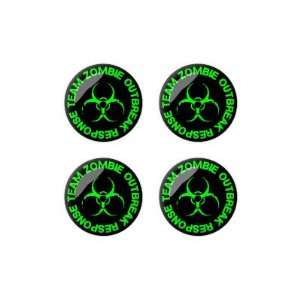 Zombie Outbreak Response Team Green   3D Domed Set of 4 Stickers 