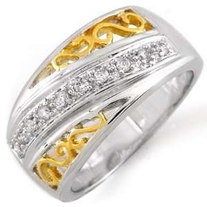  Natural 0.17 ctw Diamond Ring 10K Multi tone Gold Jewelry