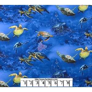  Turtles of the Sea Cotton Fabric Arts, Crafts & Sewing