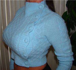 NWT SEXY BABY BLUE SOFT WOOL CROP SWEATER SHIRT TOP S  