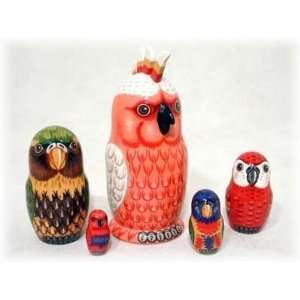  Parrot 5 Piece Russian Wood Nesting Doll