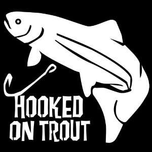  Hooked on Trout 6 x 8 Decal   Die Cutz Automotive