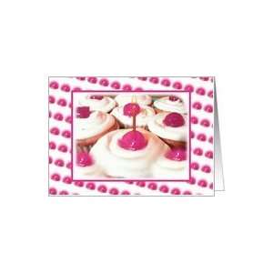   Recovery Anniversary One Year Pink Cupcakes Cherries One Candle Card