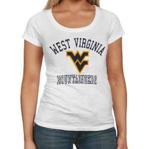 West Virginia Mountaineers Ladies White Classic Scoop Neck T shirt