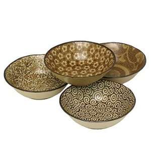 Japanese Stoneware Shallow Bowls Set Includes 4 Bowls Each with a 