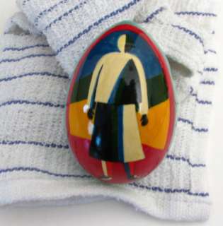 Signed Kasimir Malevich Oil Painted Egg Cubist Figure  
