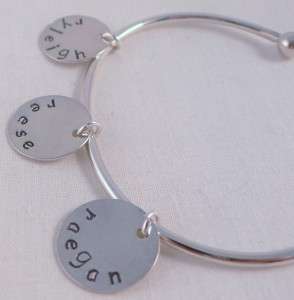 Silver Ball Cuff Bracelet Personalized Custom Handstamp  