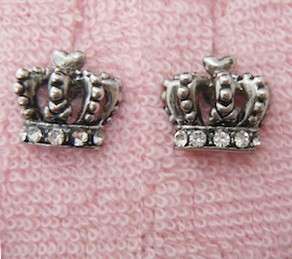 Auth Juicy Couture Pave Crown Stud Earrings Studs  