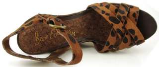 SAM EDELMAN KATRICE Brown Leopard Hair Womens Shoes Wedge Sandals 8.5 