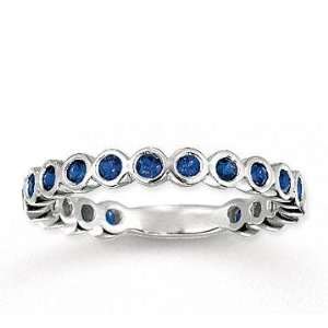   14k White Gold 3/4 Carat Blue Sapphire Bubbles Stackable Ring Jewelry