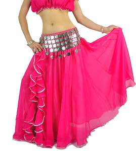 Hot New Belly Dance Costume Silver Edge Skirt 8 colours  