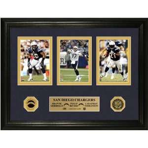  San Diego Chargers Trio Photo Mint w/ 2 24kt Gold Minted Coins 