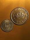 Lot of 2 Denmark coins 1926 1 Krone & 1954 10 Ore