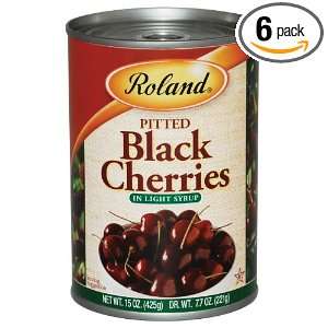 Roland Pitted Black Cherries in Light Syrup, 15 Ounce (Pack of 6 