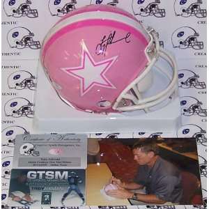  Signed Troy Aikman Mini Helmet     Riddell   Pink   Dallas 