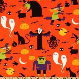  44 Wide Eerie Alley Characters Pumpkin Fabric By The 